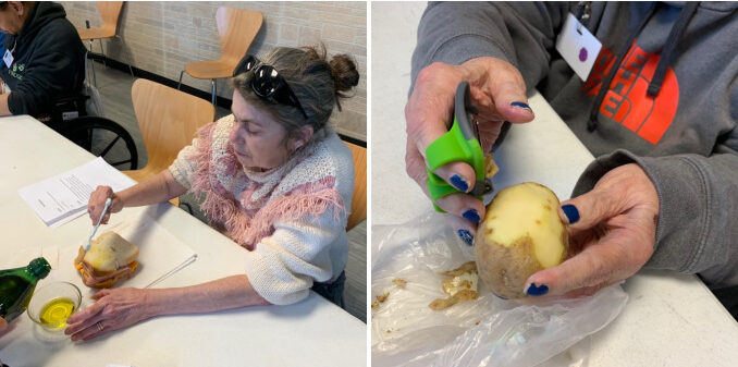 people use accessibke and arthritis friendly cooking tools in class.