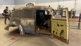The body of an old car.